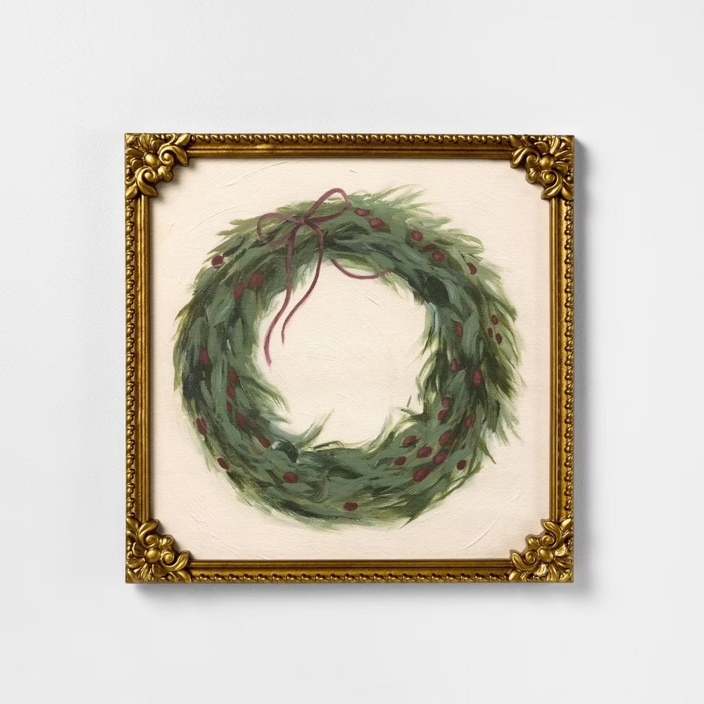 16x16 Red Ribbon Wreath Framed‎ Wall Art - Threshold Studio McGee Christmas 2025